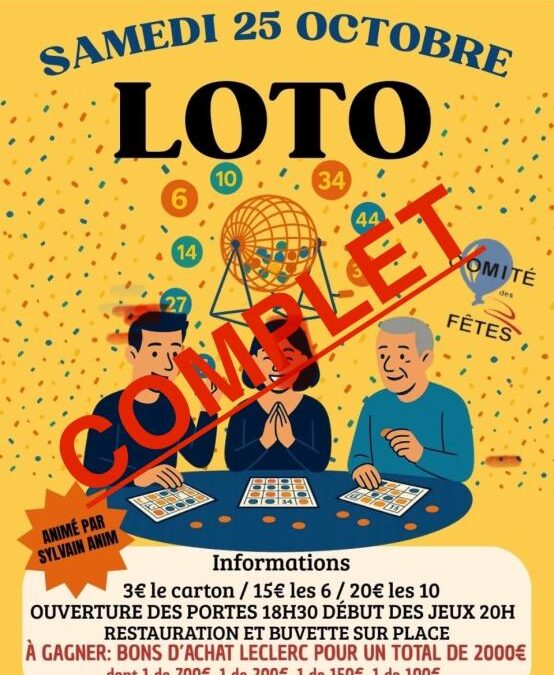 ⚠️Loto du comité des fêtes – complet –