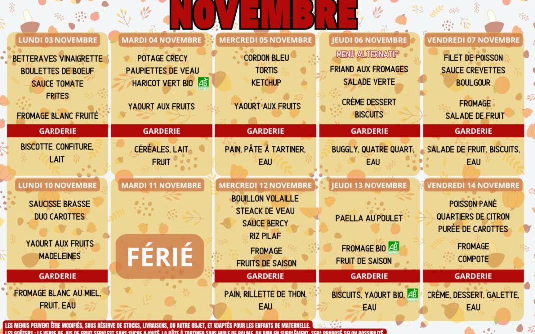 🍎 Repas Groupe Scolaire
