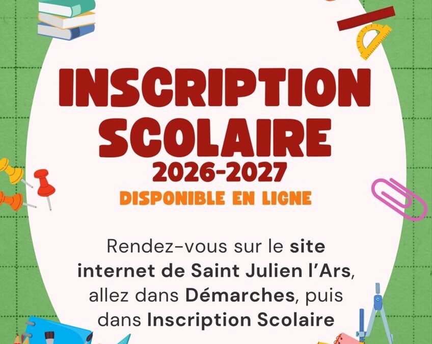 🎒 Inscription scolaire – Rentrée 2026/2027